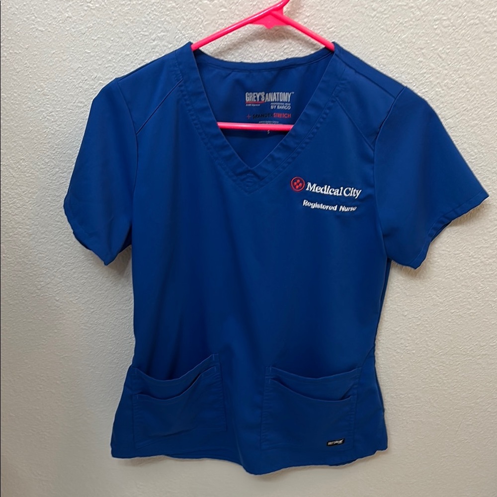 Grey's Anatomy Royal Blue Medical City Scrub Top